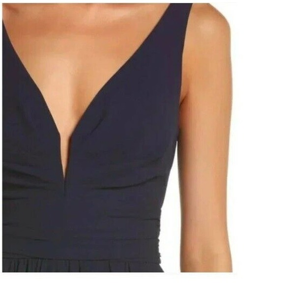 LuLu's Women's Sleeveless Plunging Neck Chiffon A-Line Maxi Dress Blue S, NWT - Picture 3 of 5